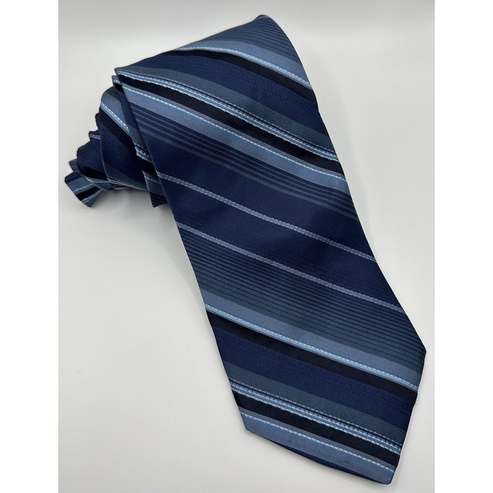 TED‎ BAKER London Men's 100% Silk Necktie Tie Striped Blue